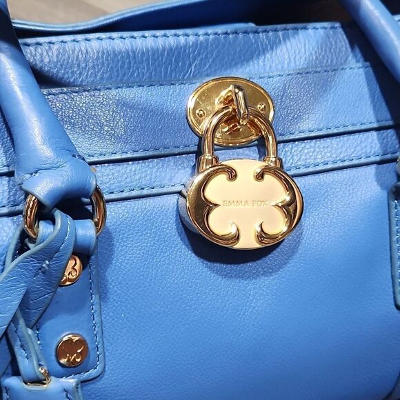 Emma Fox Cornflower Blue Leather Satchel - Picture 2 of 8